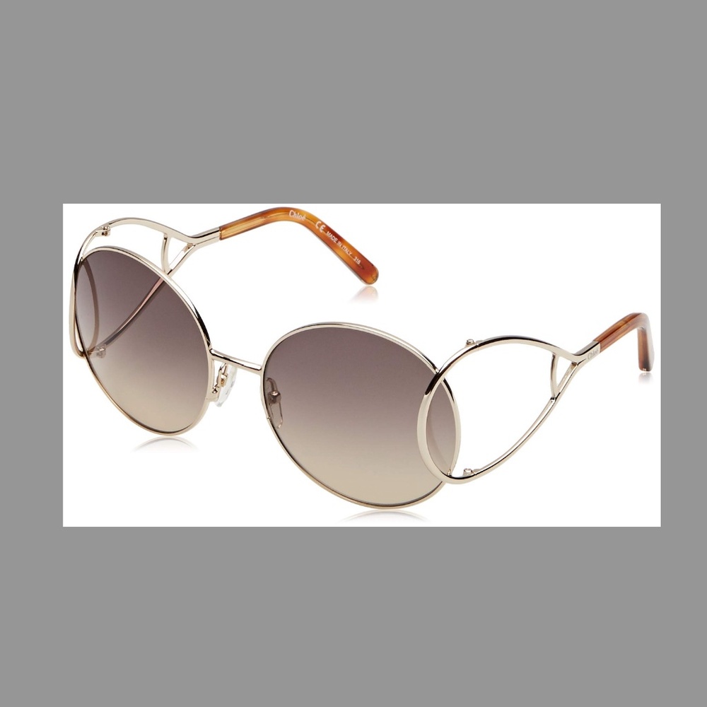 Authentic Chloe Jackson Oversized Gold Round Women Designer Sunglasses CE124S